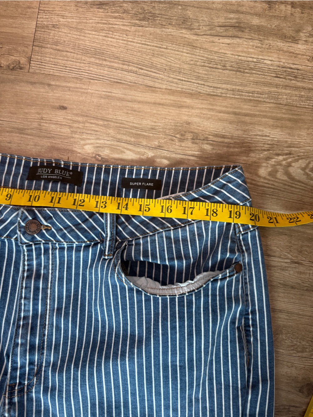 Judy Blue Super Flare Jeans Striped High Rise Stretch Denim Women 22W JB88230 - Picture 9 of 9